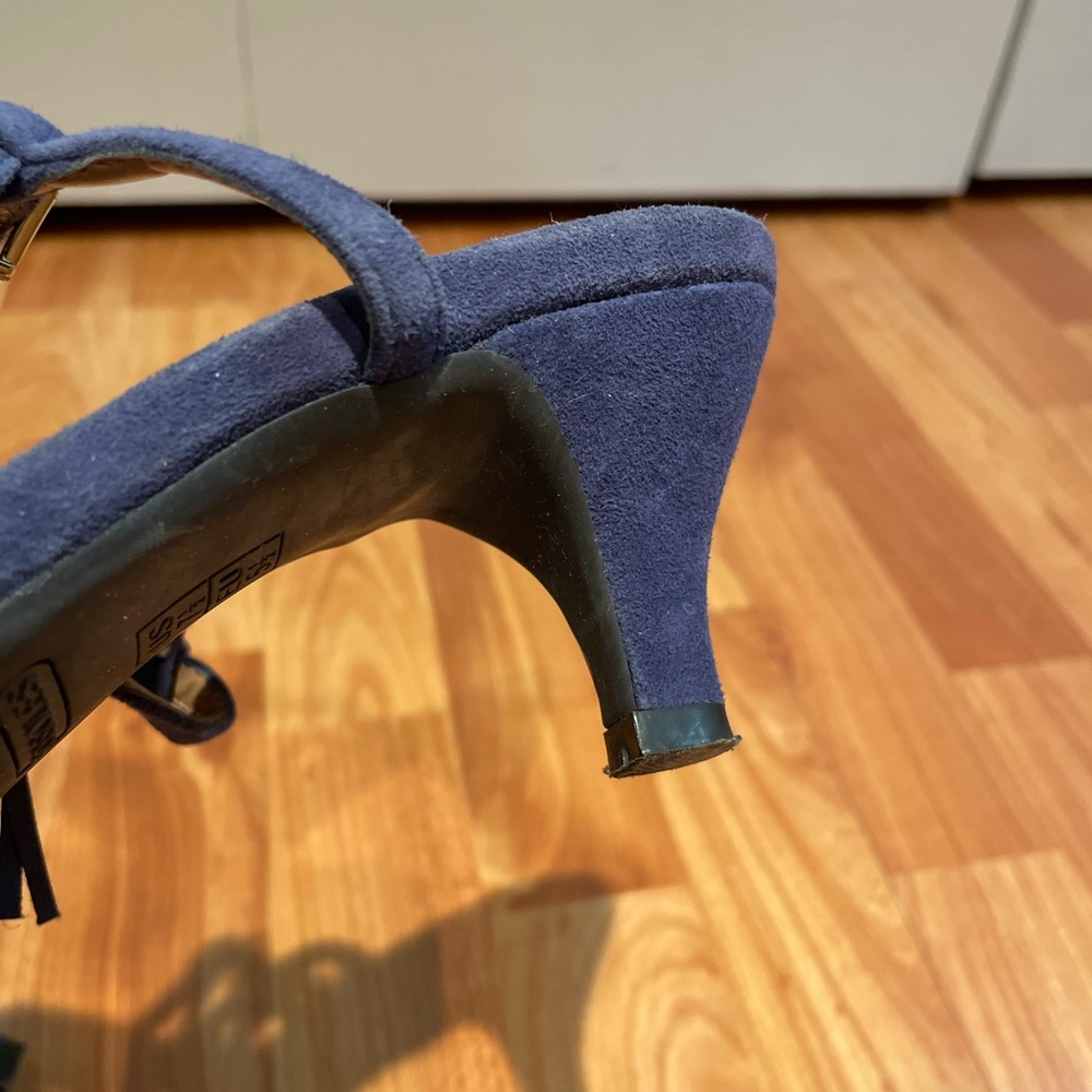Aerosoles Heel Rest Blue Fringed Sandals Size 7.5 - Picture 12 of 14